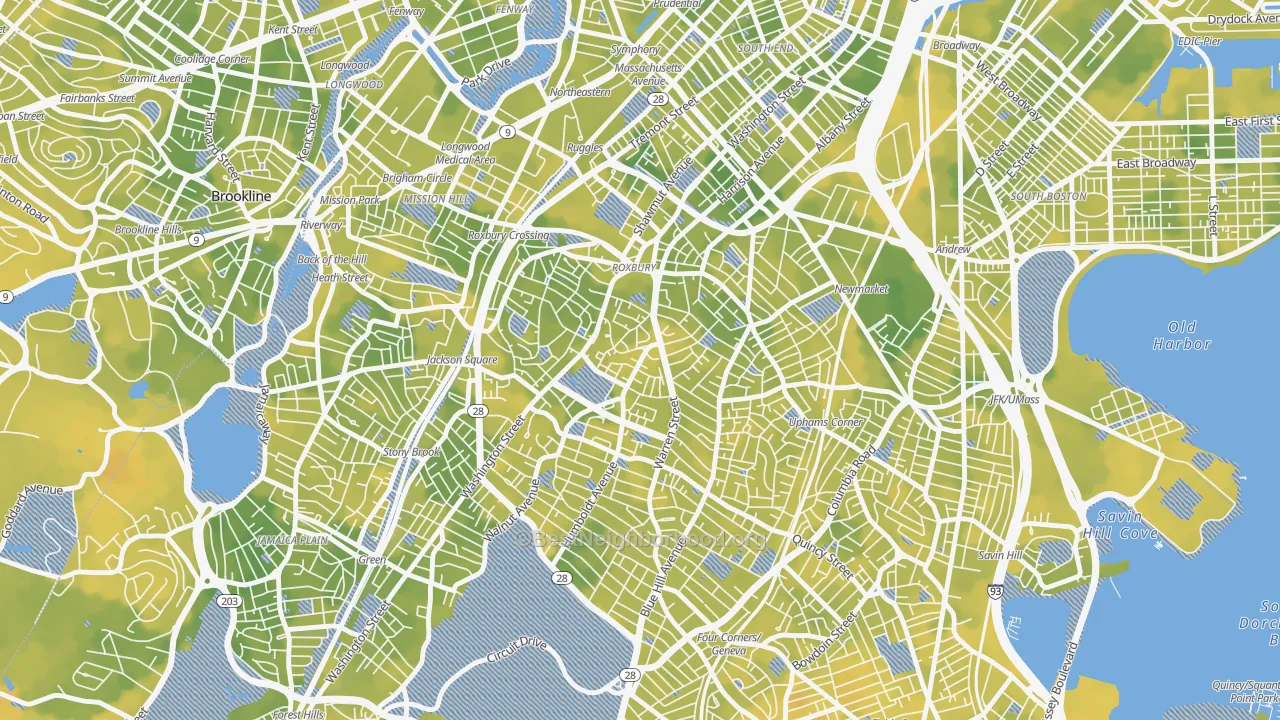 Bike Grade map of 02119, MA