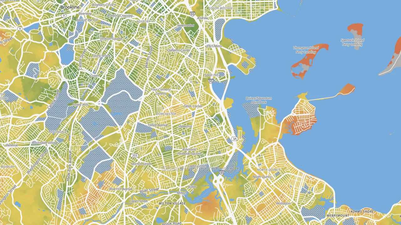 Bike Grade map of 02122, MA