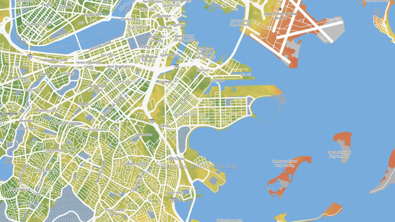 Bike Grade map of 02127, MA