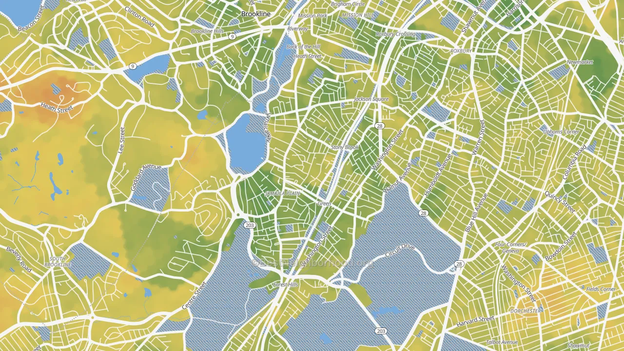Bike Grade map of 02130, MA