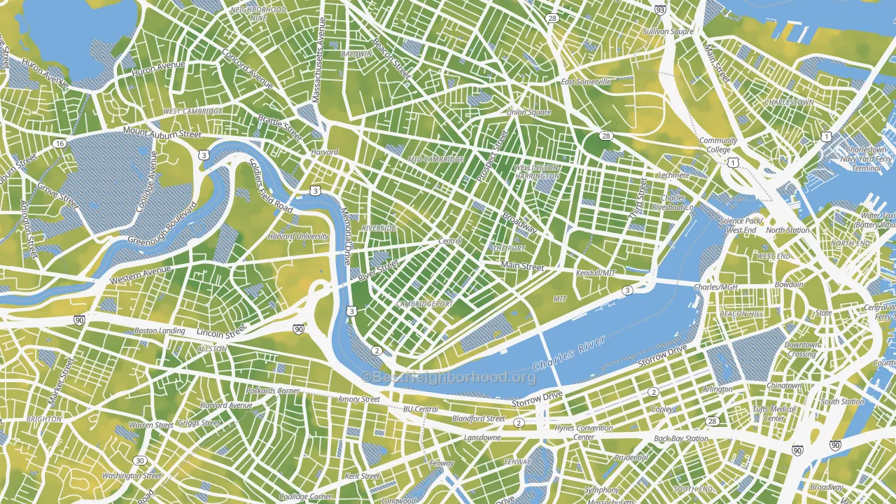 Bike Grade map of 02139, MA