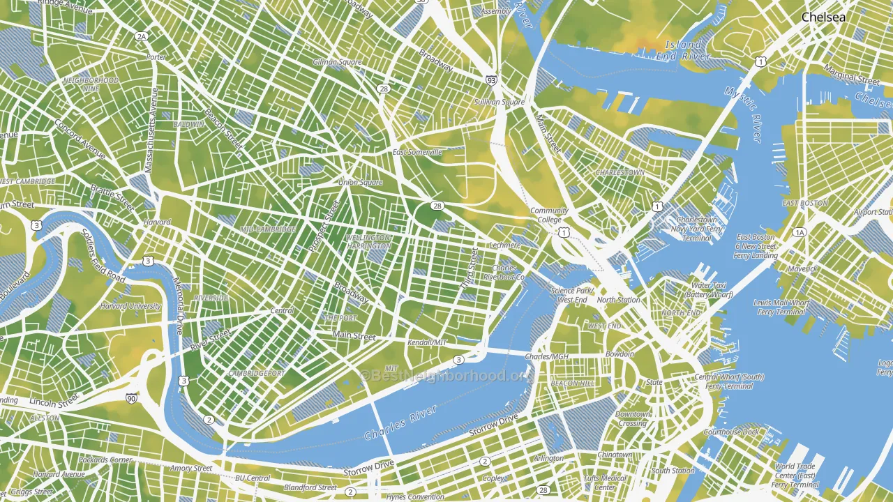 Bike Grade map of 02141, MA