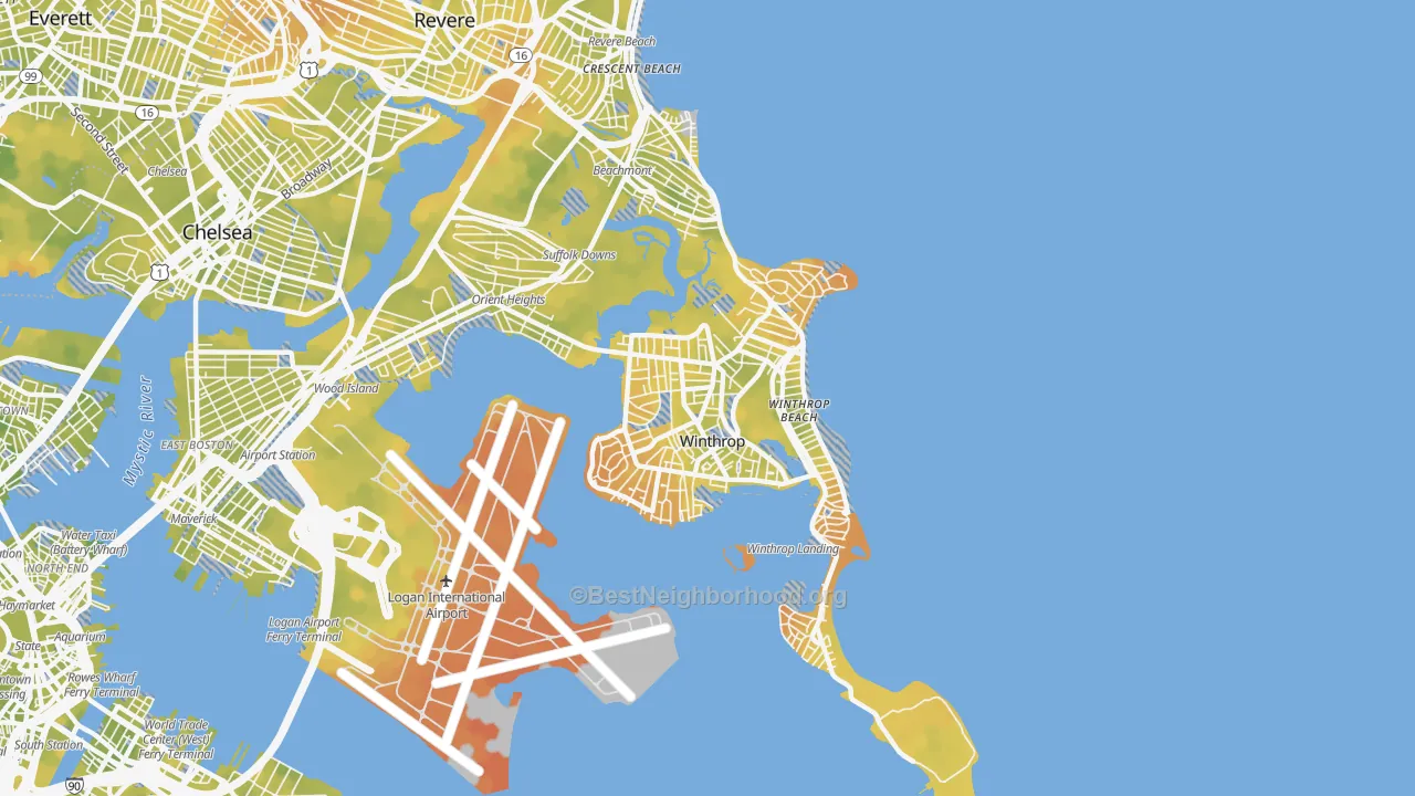 Bike Grade map of 02152, MA
