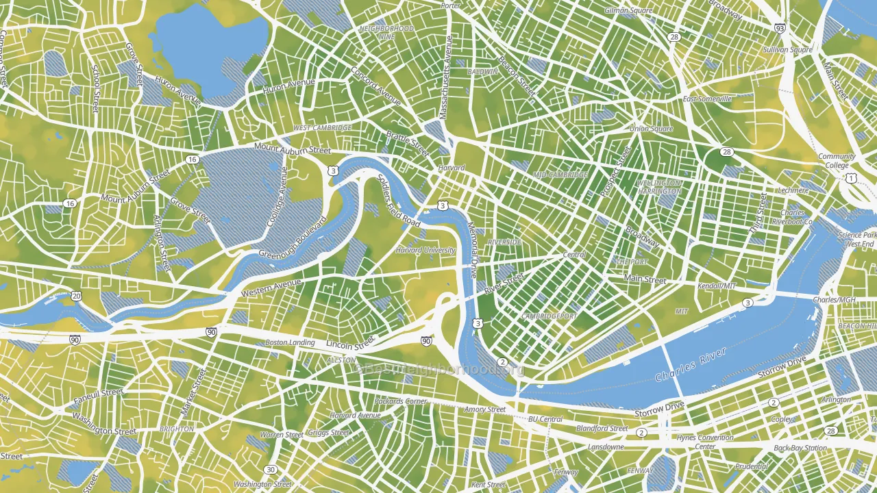 Bike Grade map of 02163, MA