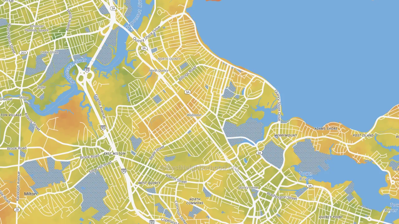 Bike Grade map of 02170, MA