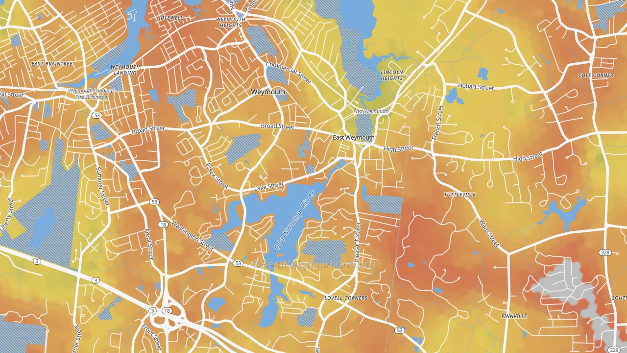 Bike Grade map of 02189, MA