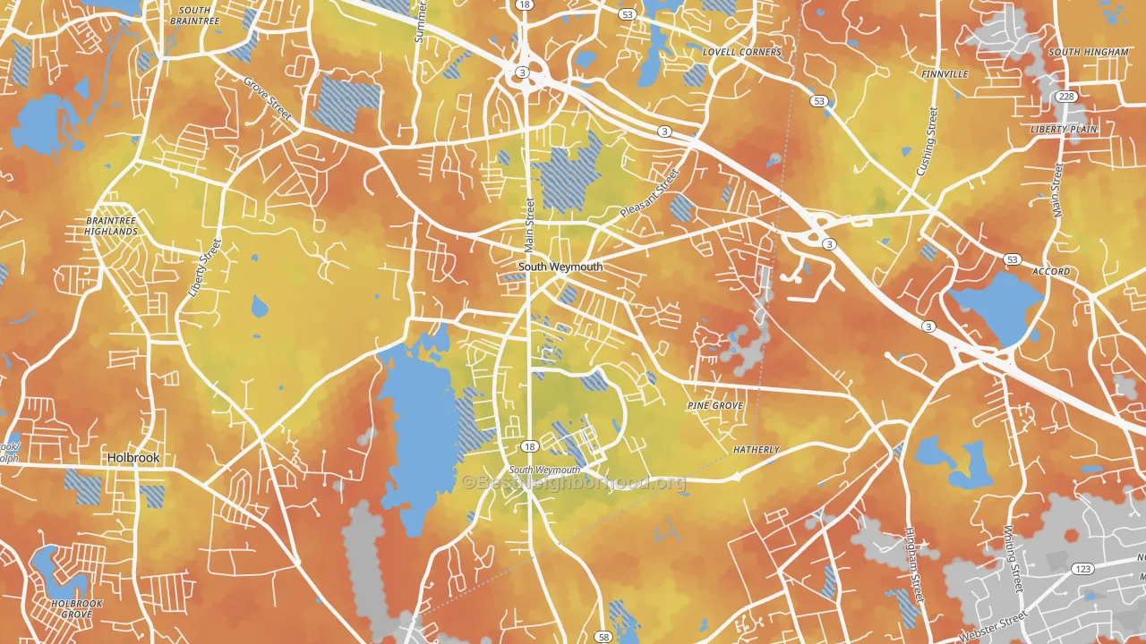 Bike Grade map of 02190, MA
