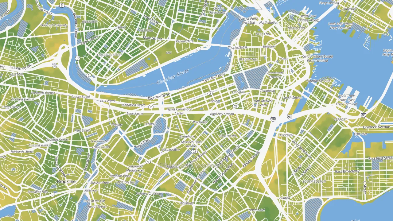 Bike Grade map of 02199, MA