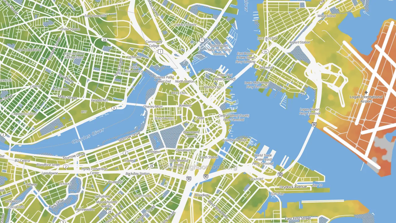 Bike Grade map of 02201, MA