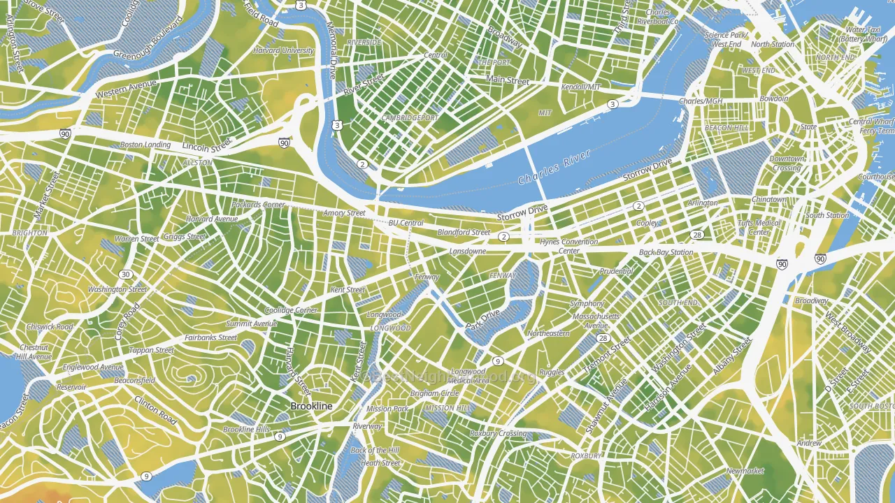 Bike Grade map of 02215, MA