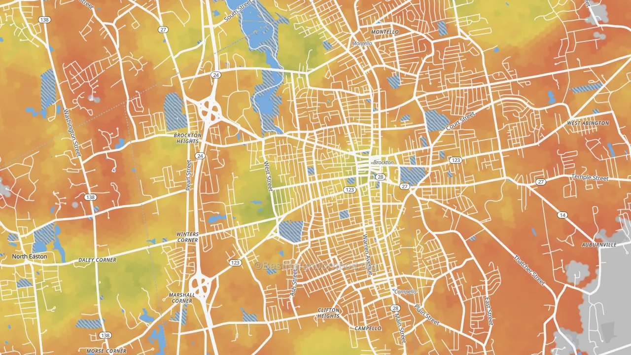 Bike Grade map of 02301, MA