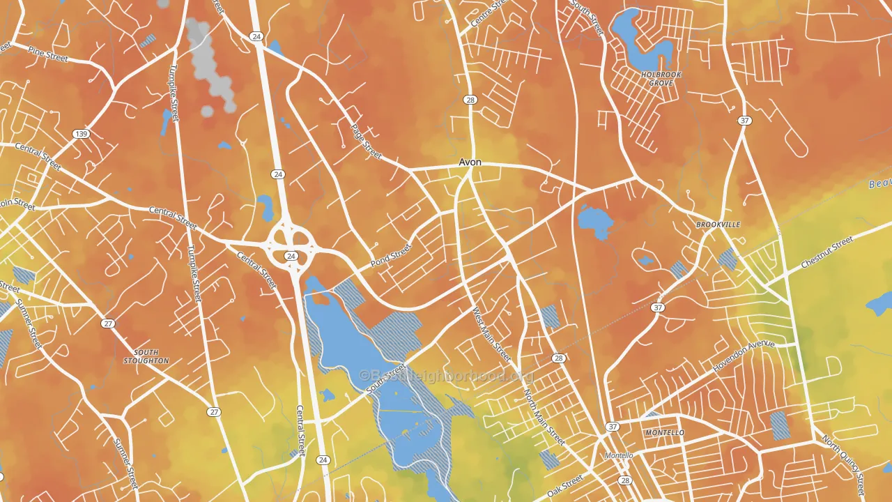 Bike Grade map of 02322, MA