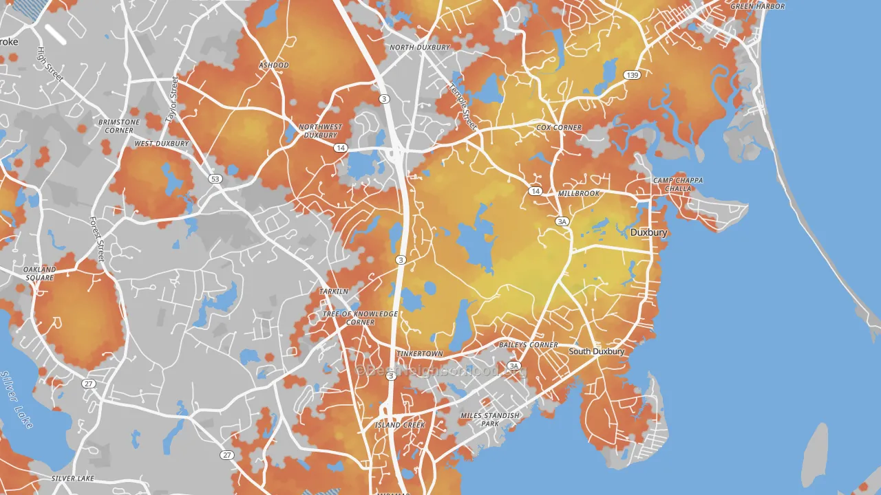 Bike Grade map of 02332, MA