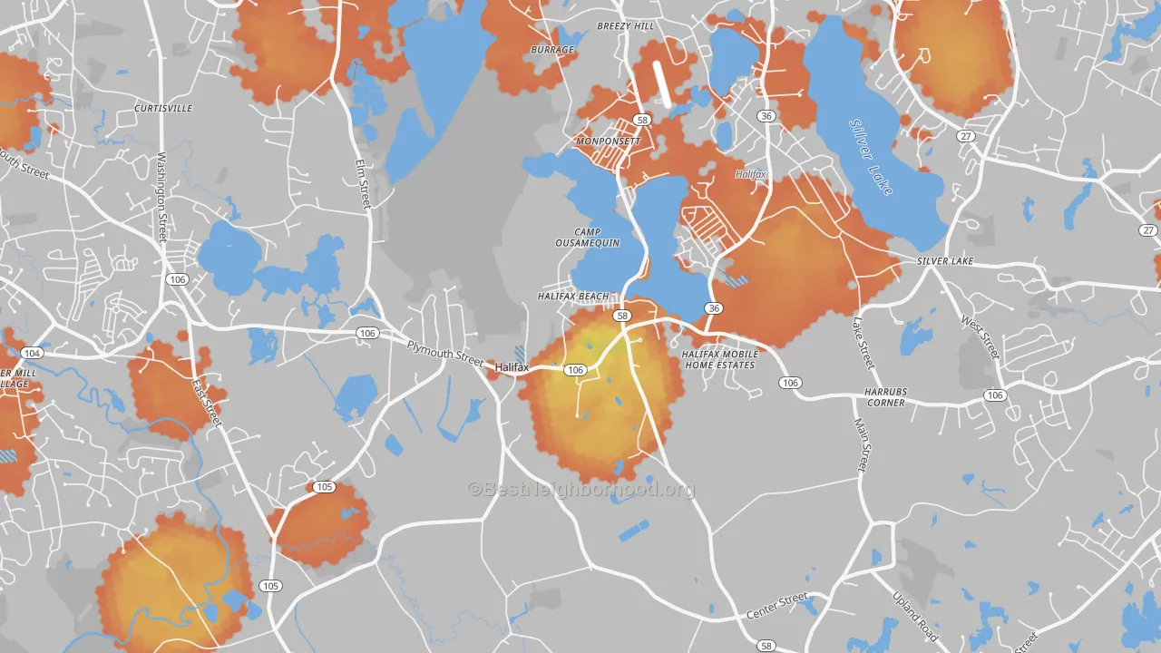 Bike Grade map of 02338, MA