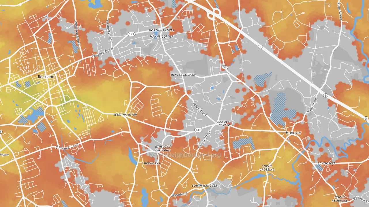 Bike Grade map of 02339, MA