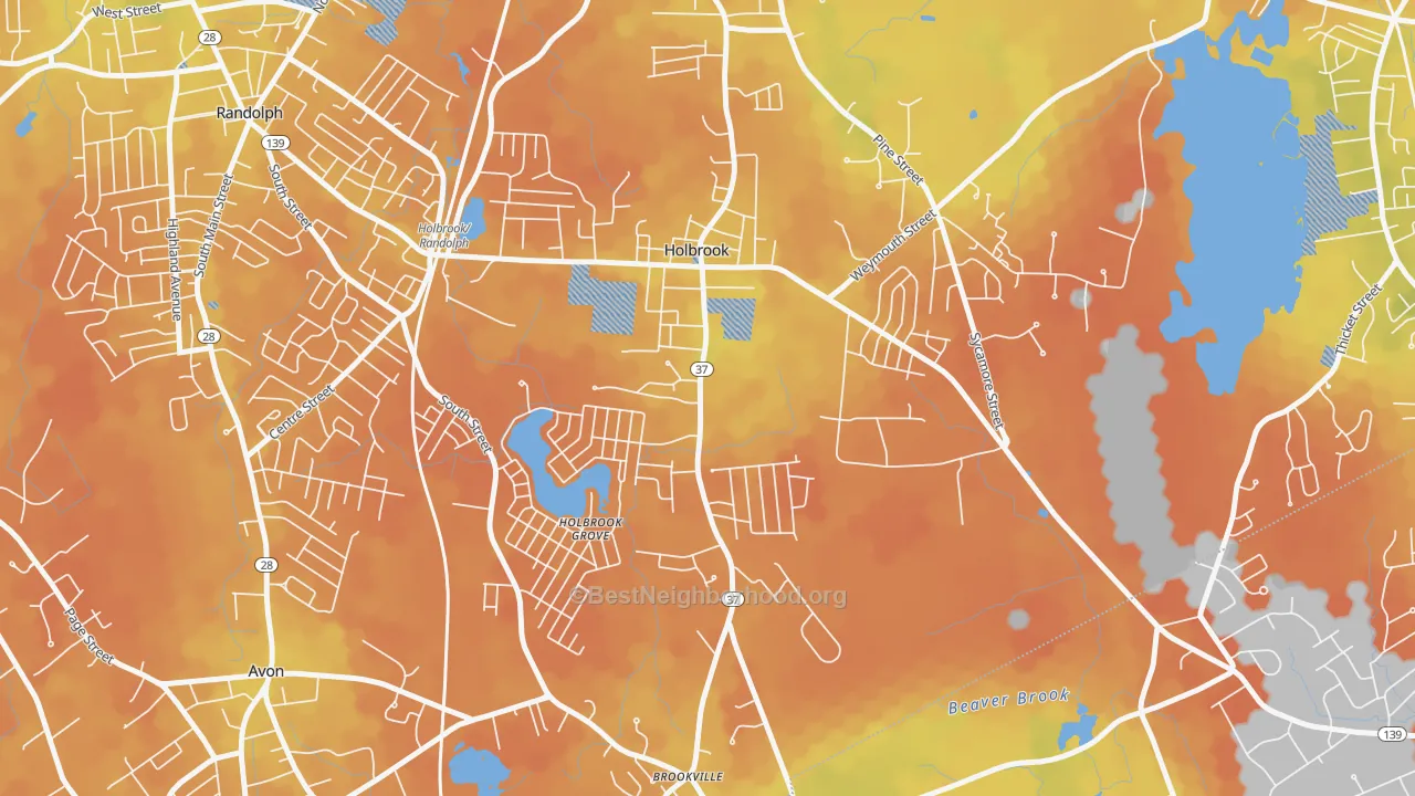 Bike Grade map of 02343, MA