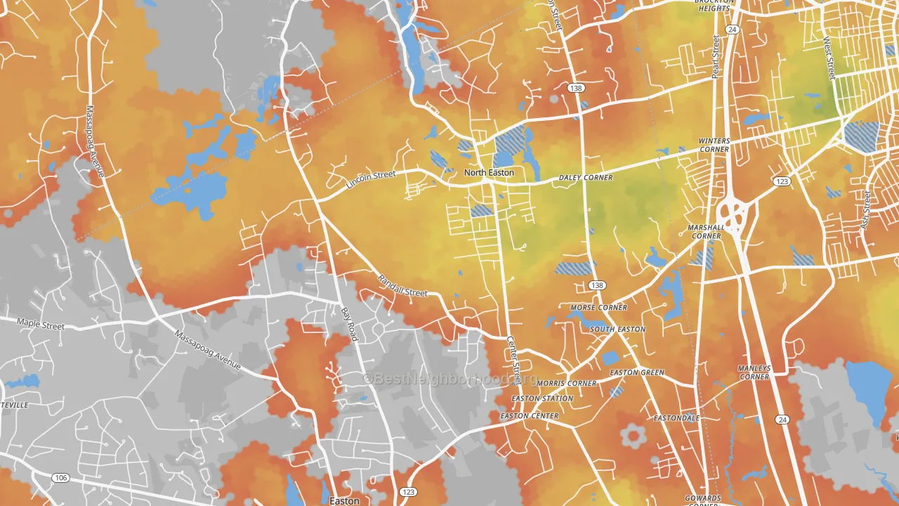 Bike Grade map of 02356, MA
