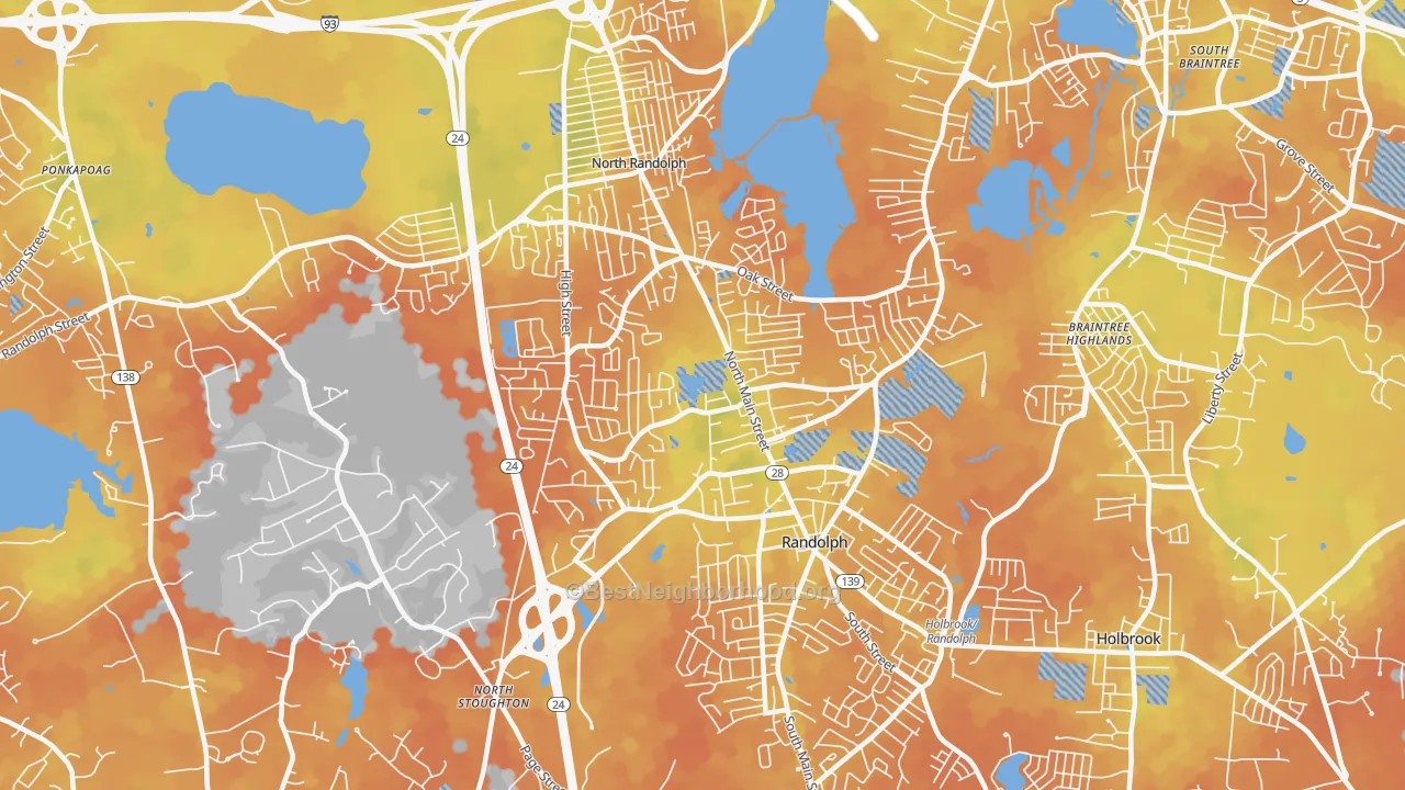 Bike Grade map of 02368, MA