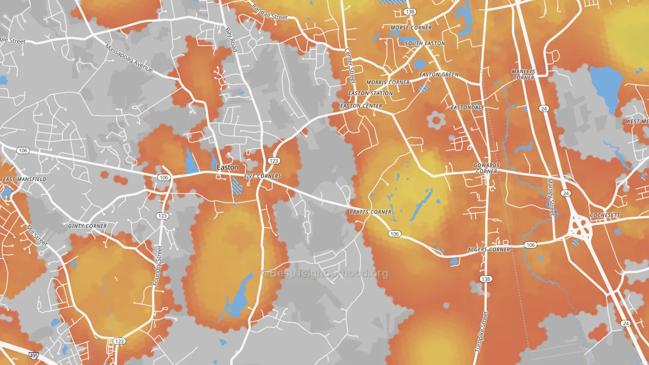 Bike Grade map of 02375, MA