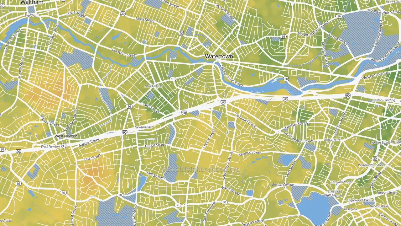Bike Grade map of 02458, MA