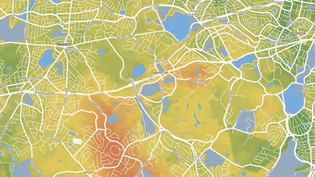 Bike Grade map of 02467, MA