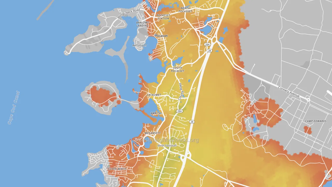 Bike Grade map of 02534, MA
