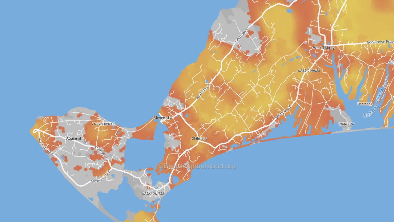 Bike Grade map of 02535, MA