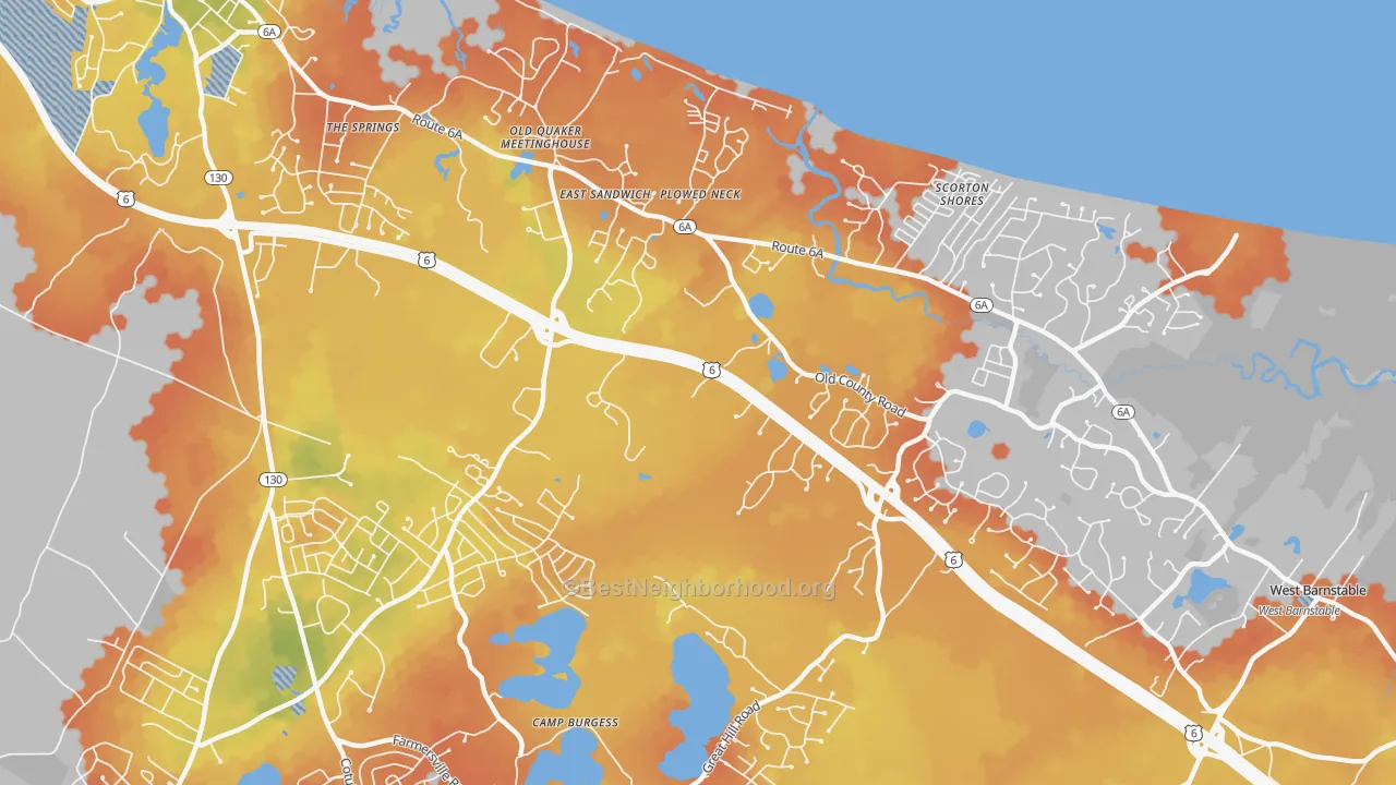 Bike Grade map of 02537, MA