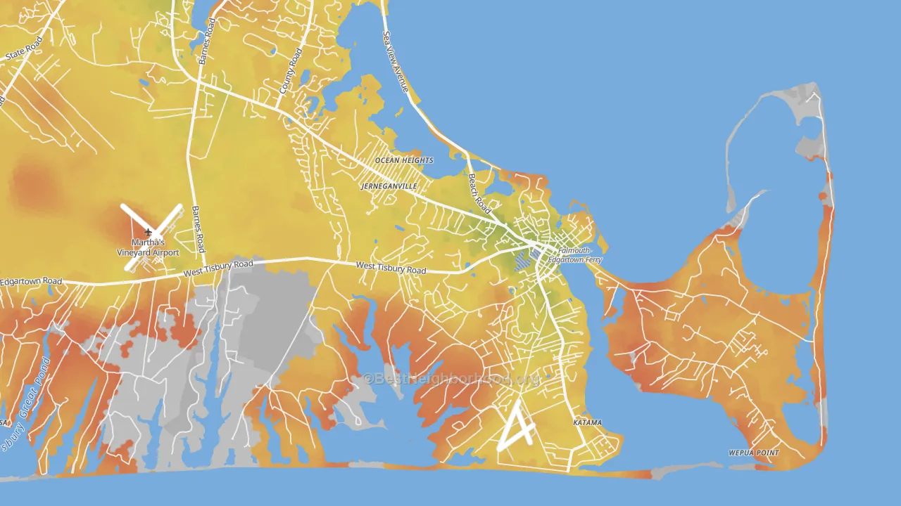 Bike Grade map of 02539, MA