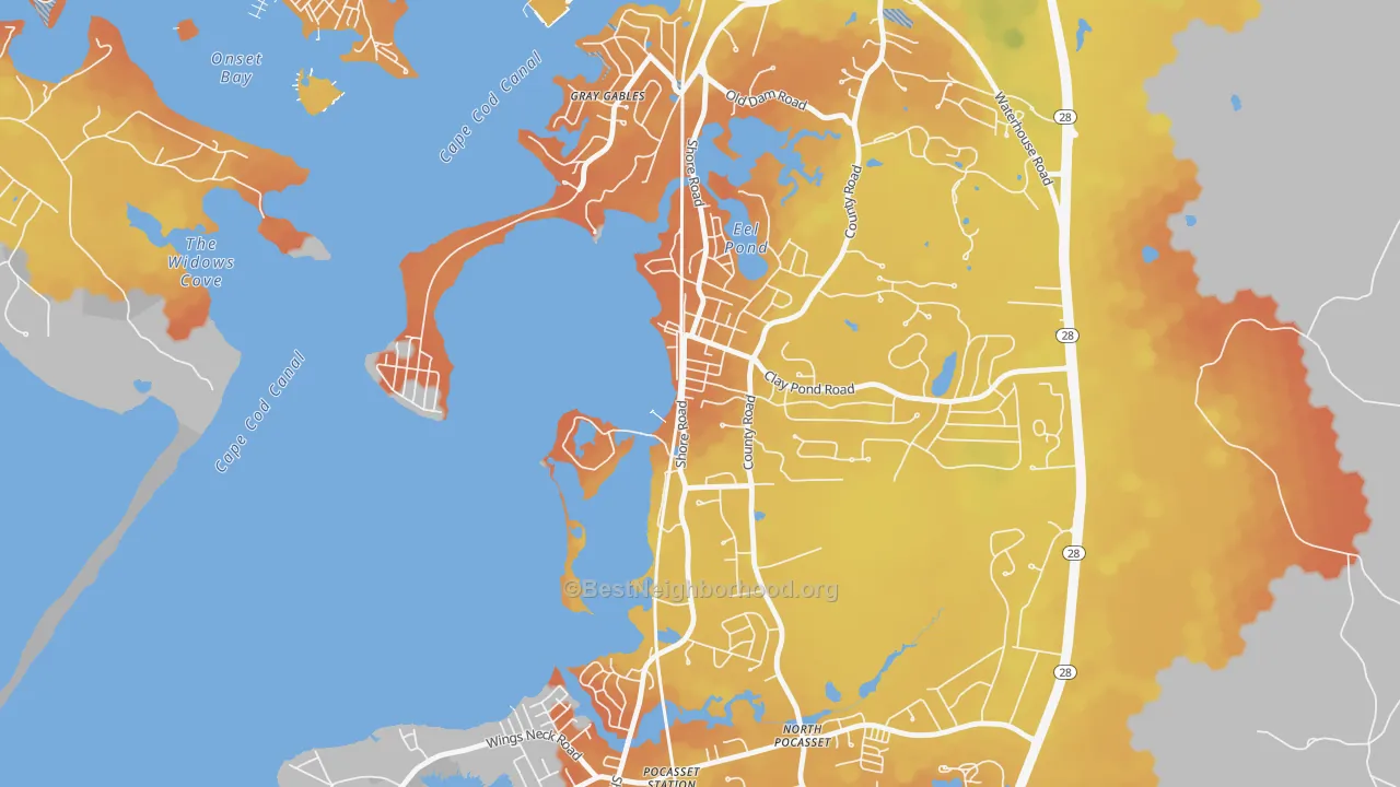 Bike Grade map of 02553, MA