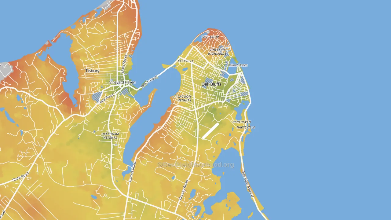 Bike Grade map of 02557, MA