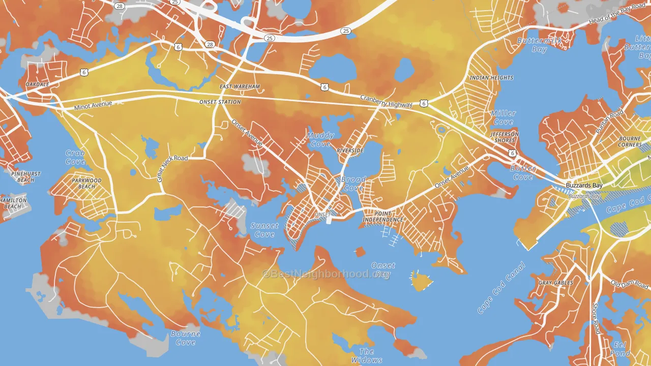 Bike Grade map of 02558, MA