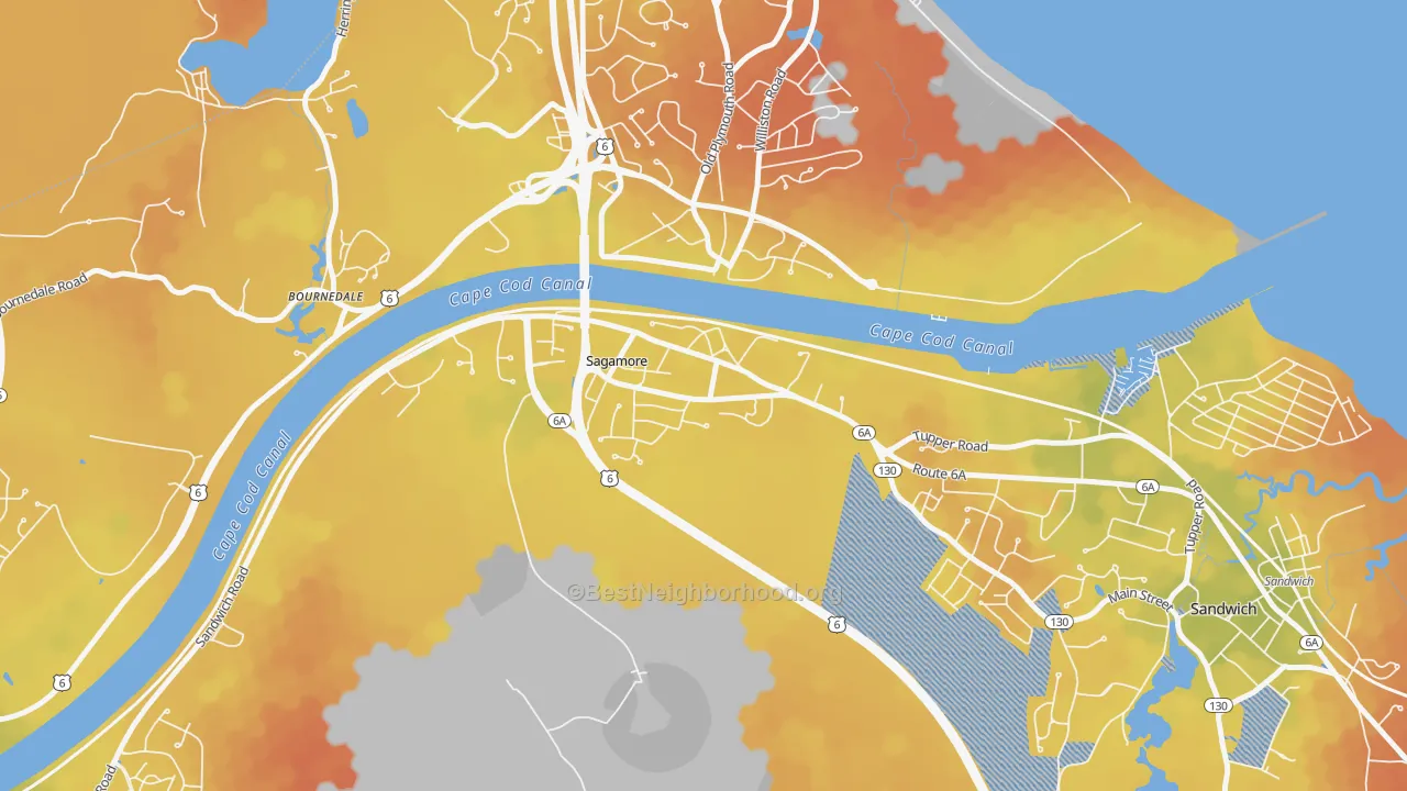 Bike Grade map of 02561, MA