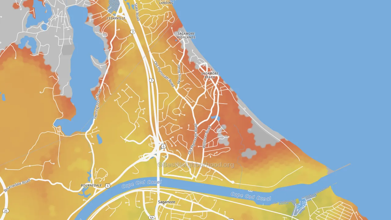 Bike Grade map of 02562, MA
