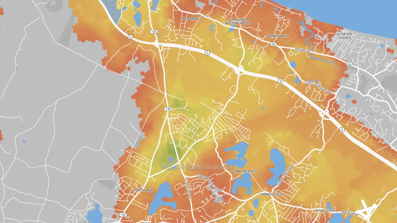 Bike Grade map of 02563, MA