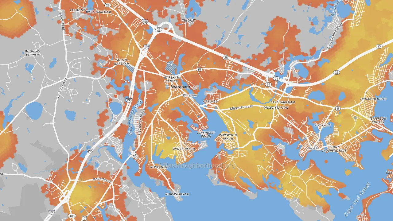 Bike Grade map of 02571, MA