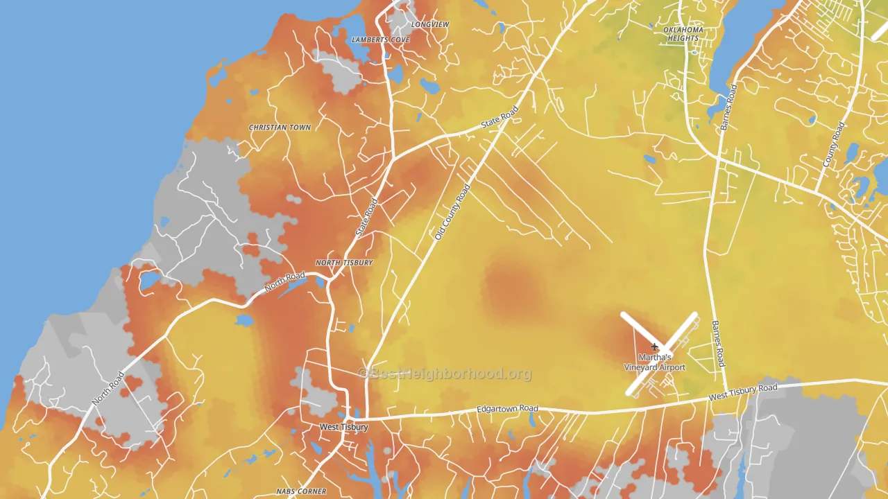 Bike Grade map of 02575, MA