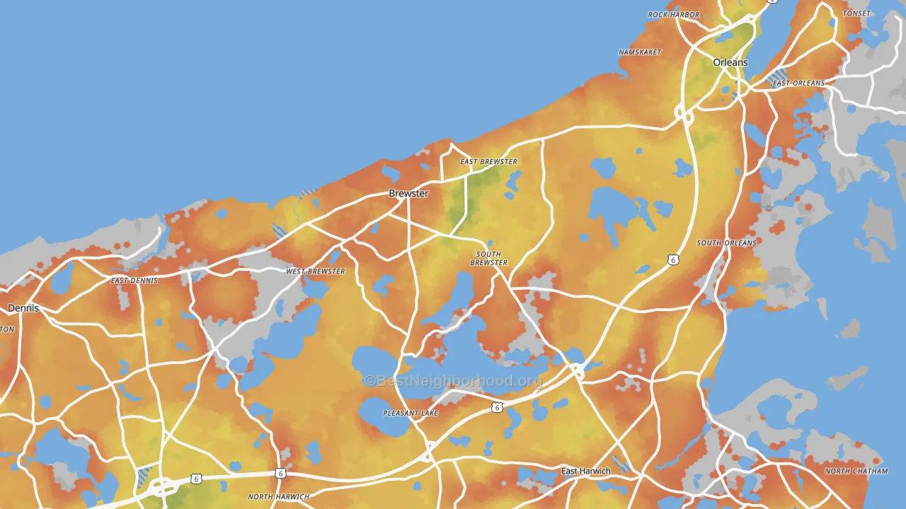 Bike Grade map of 02631, MA
