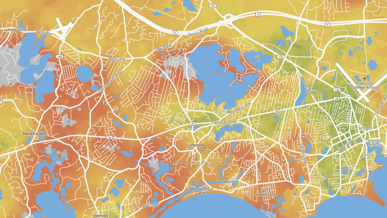 Bike Grade map of 02632, MA