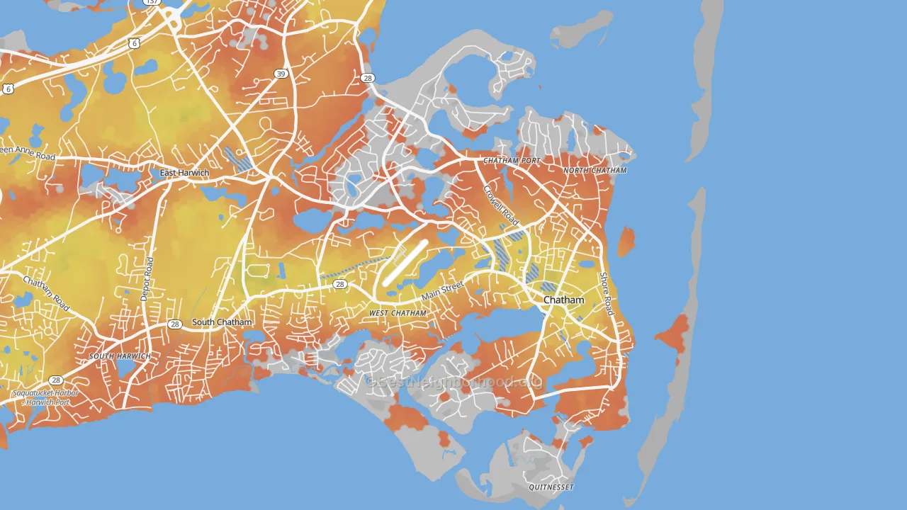 Bike Grade map of 02633, MA