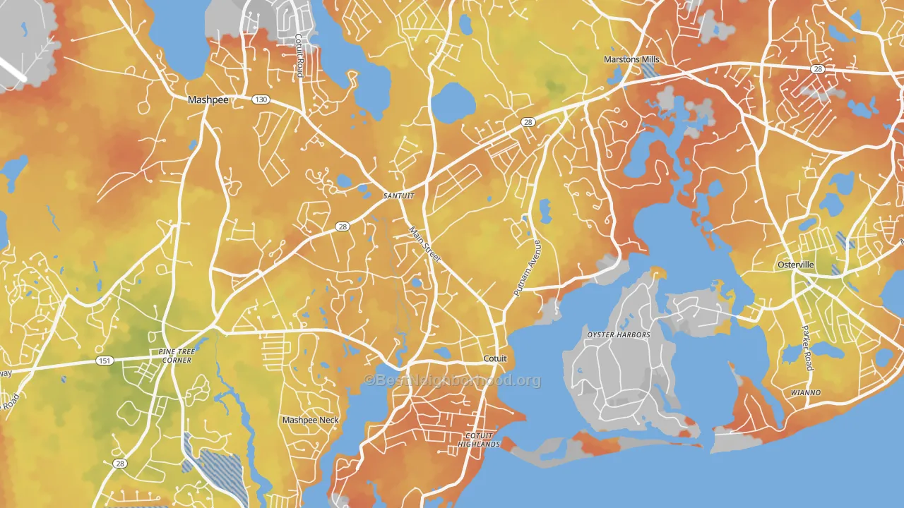 Bike Grade map of 02635, MA