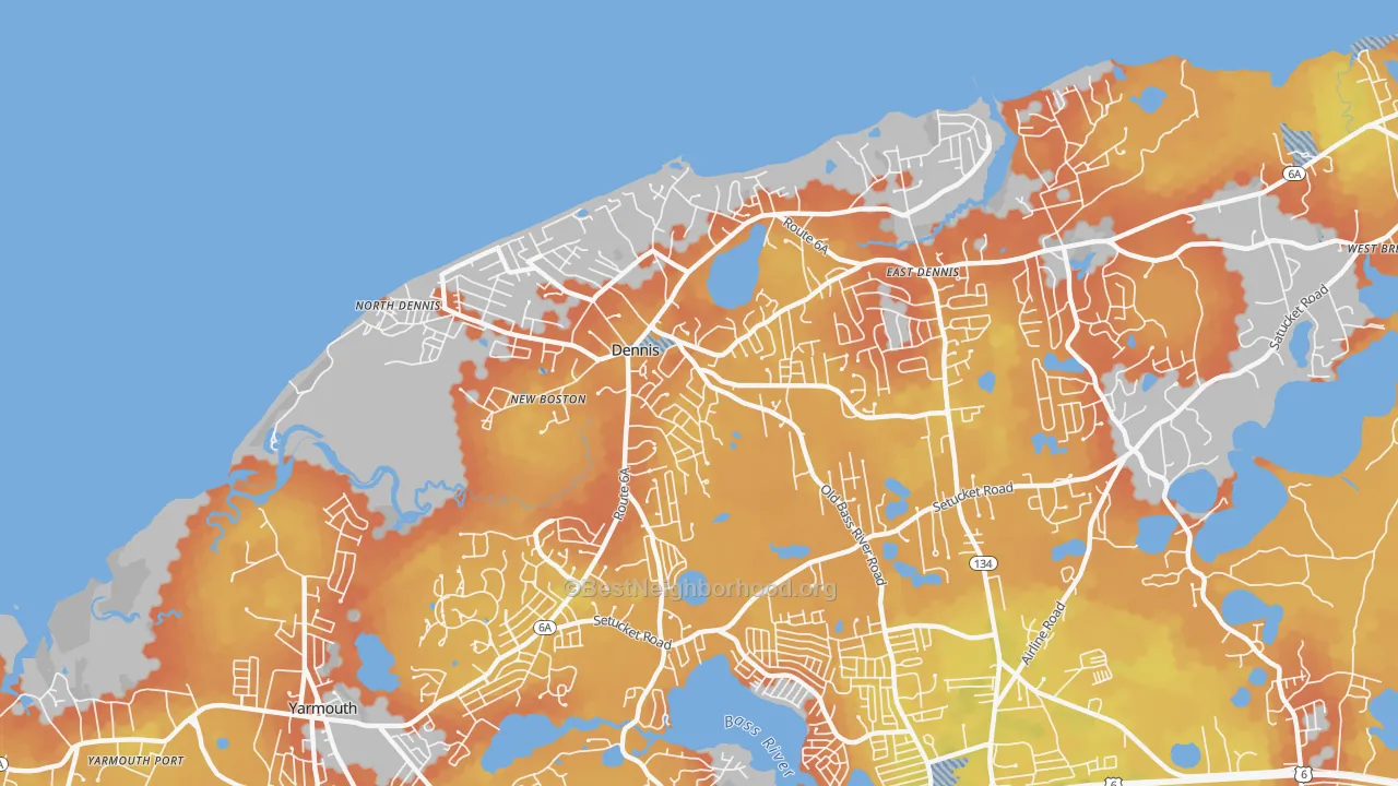 Bike Grade map of 02638, MA