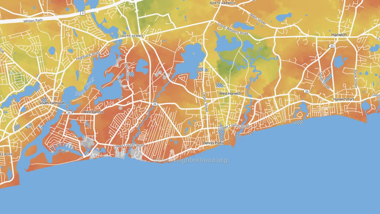 Bike Grade map of 02639, MA