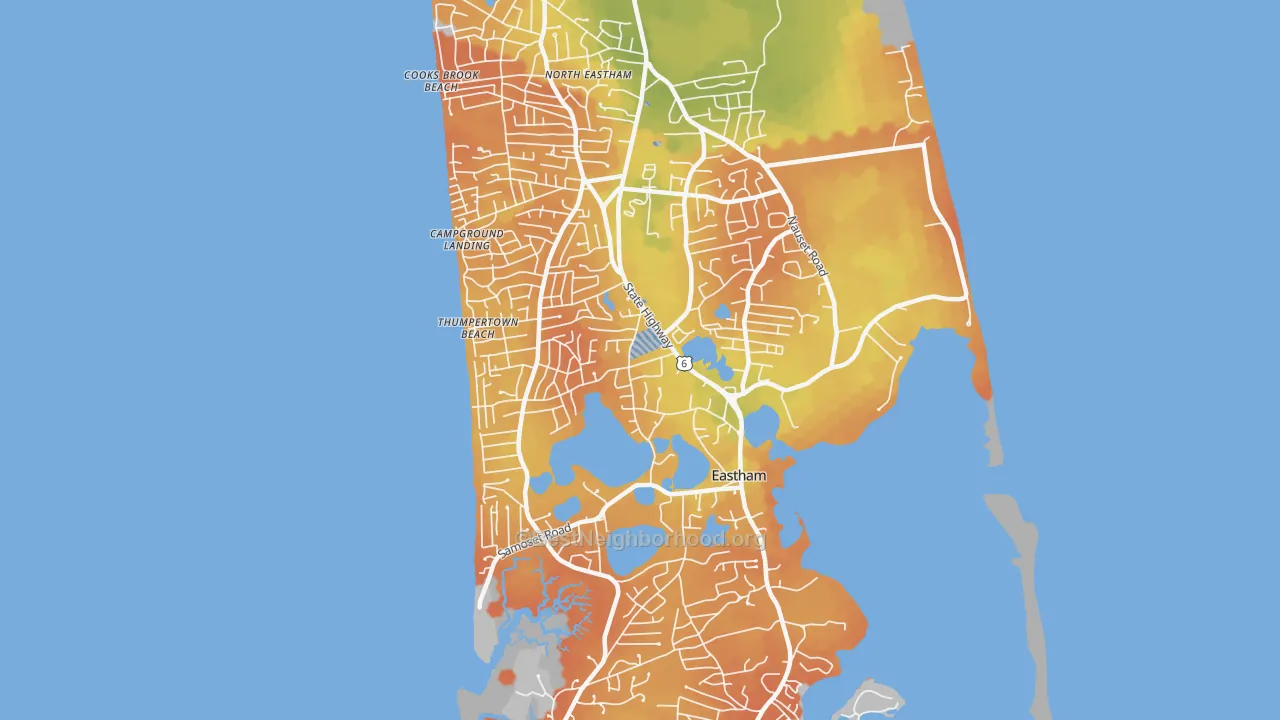 Bike Grade map of 02642, MA