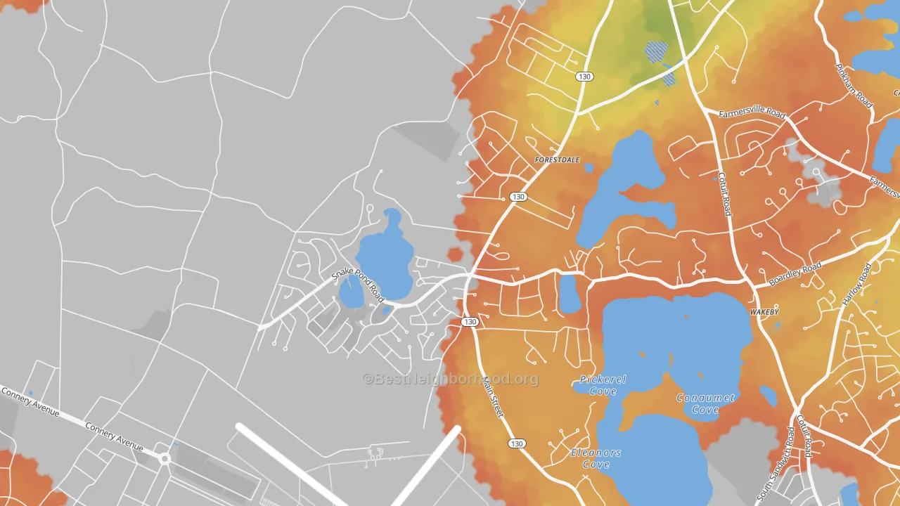 Bike Grade map of 02644, MA