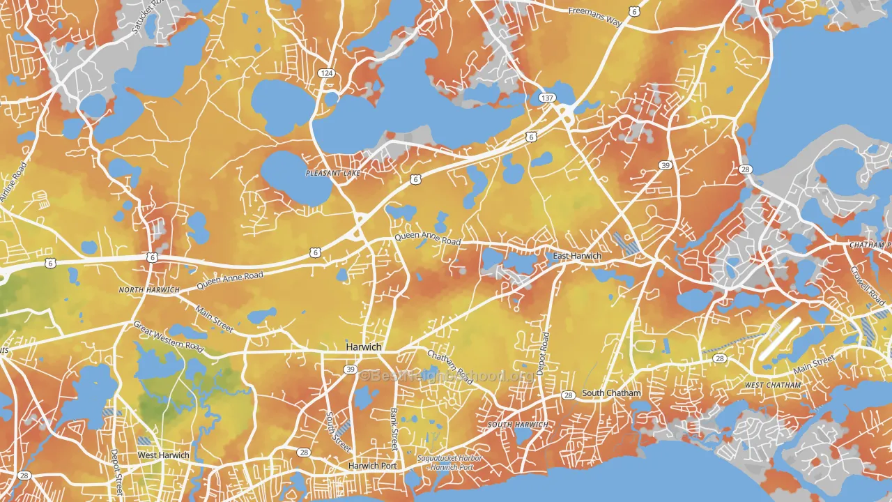 Bike Grade map of 02645, MA