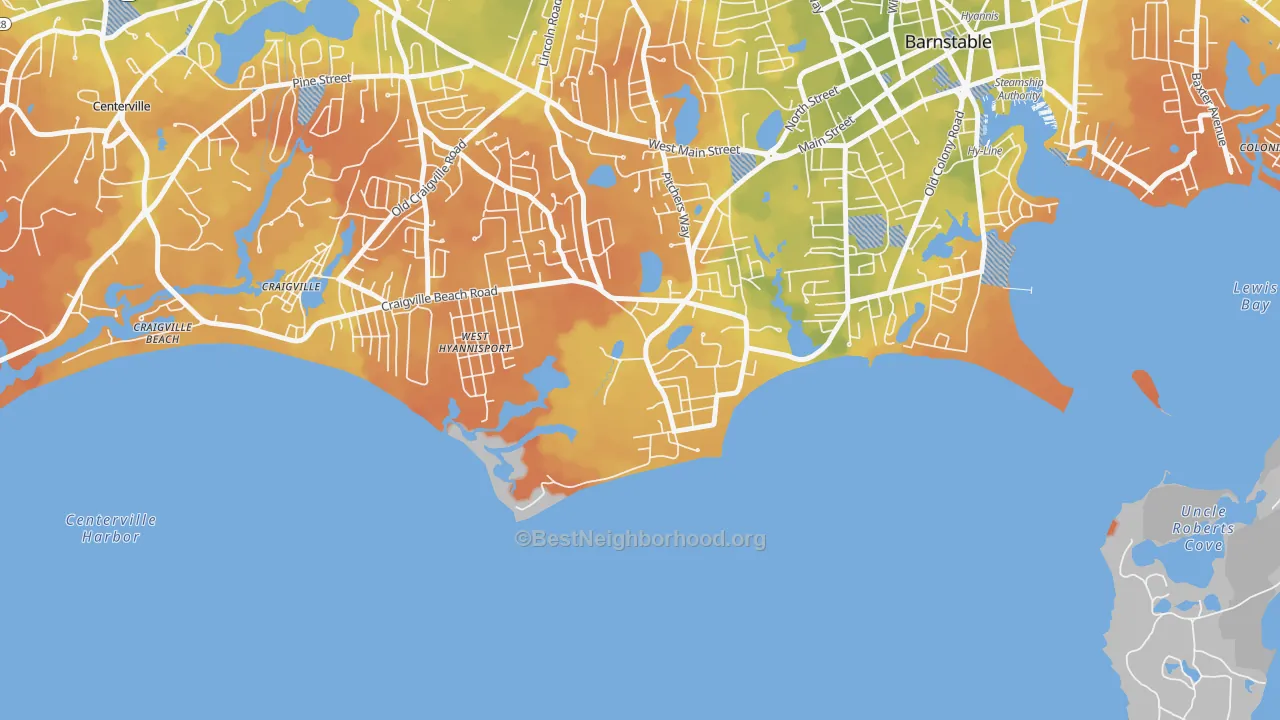 Bike Grade map of 02647, MA