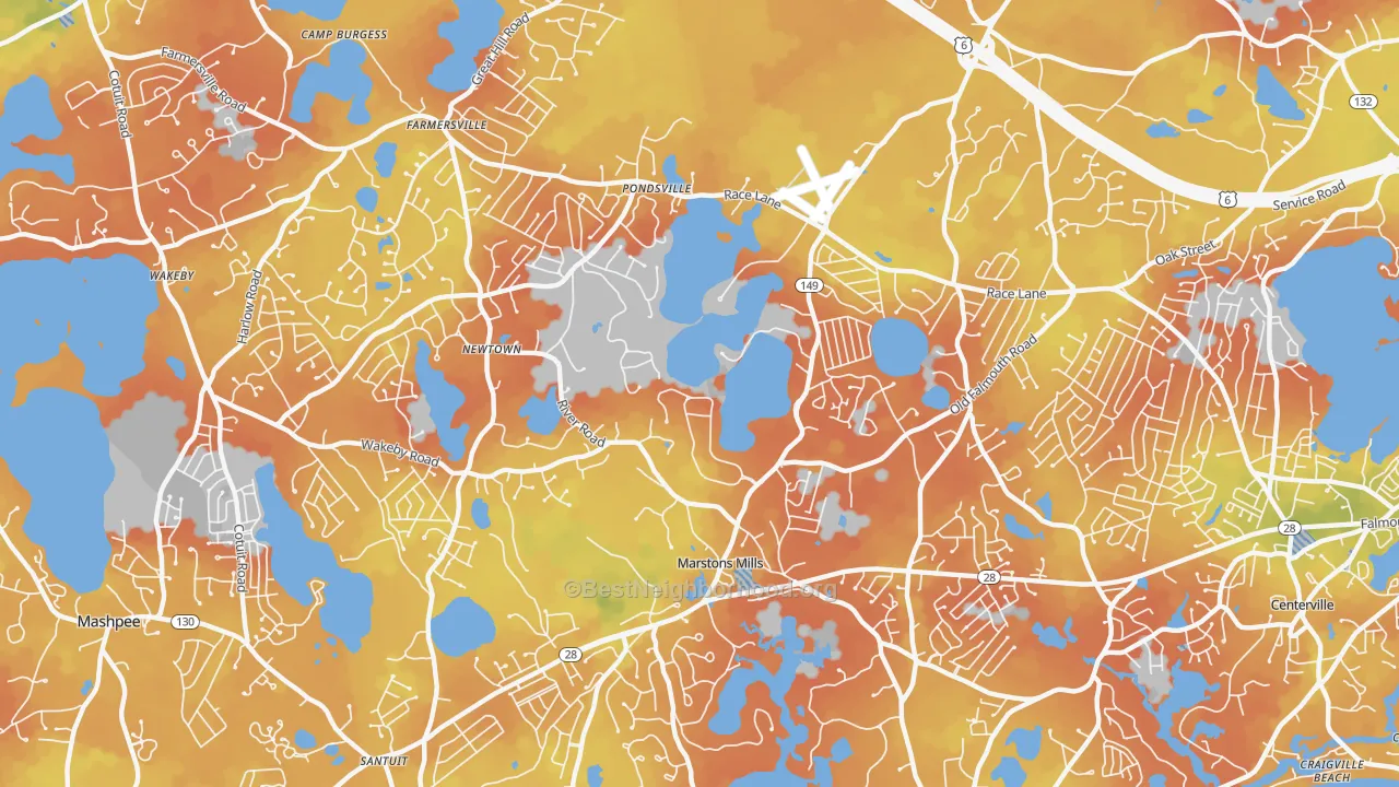 Bike Grade map of 02648, MA