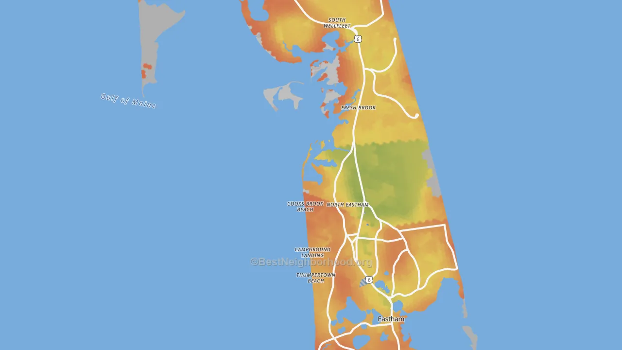 Bike Grade map of 02651, MA