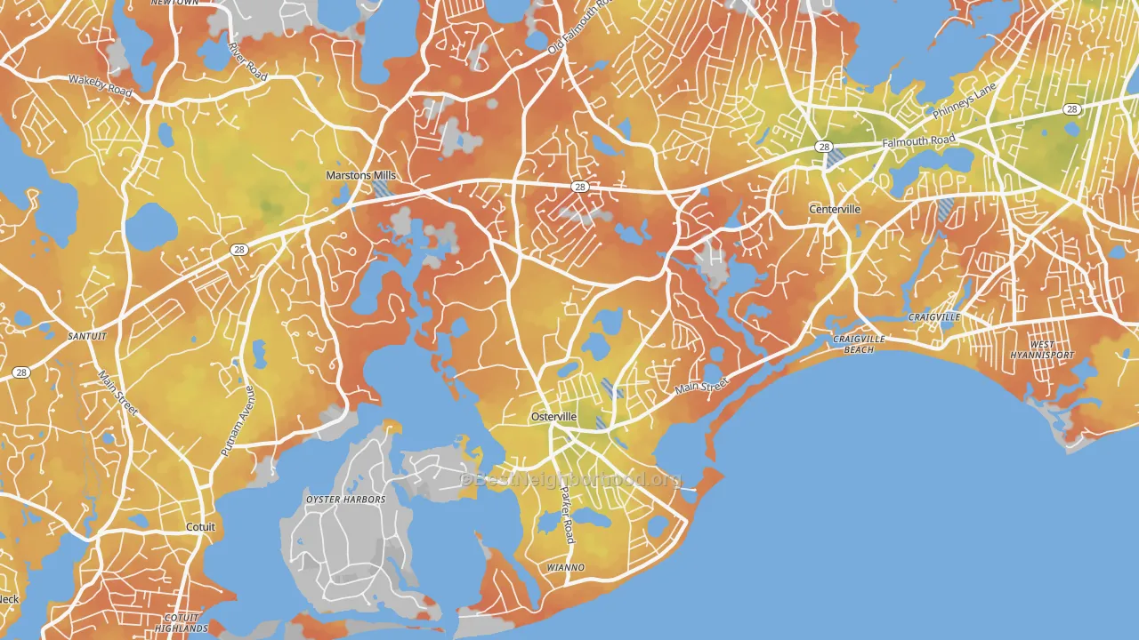 Bike Grade map of 02655, MA